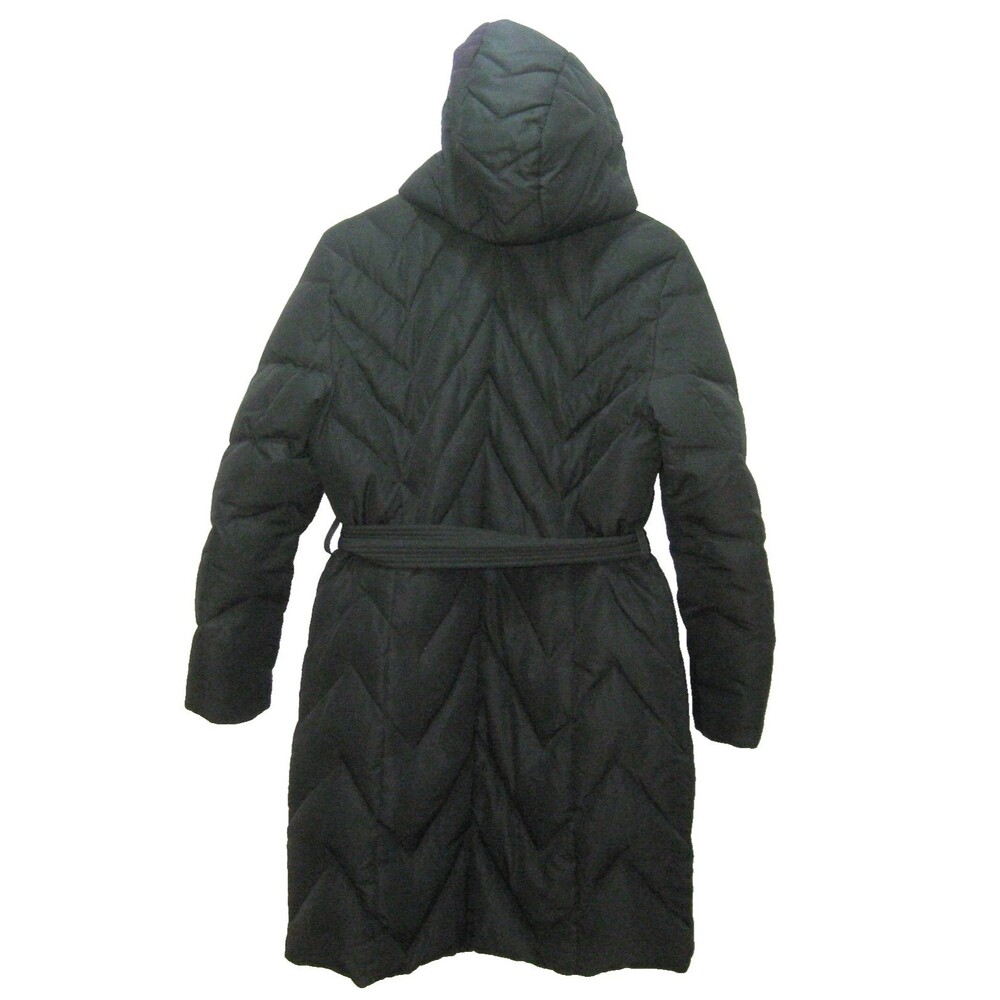 Black Down Coat Kenneth Cole Womens Medium Warm Puffer Jacket Winter Hooded - Picture 2 of 4